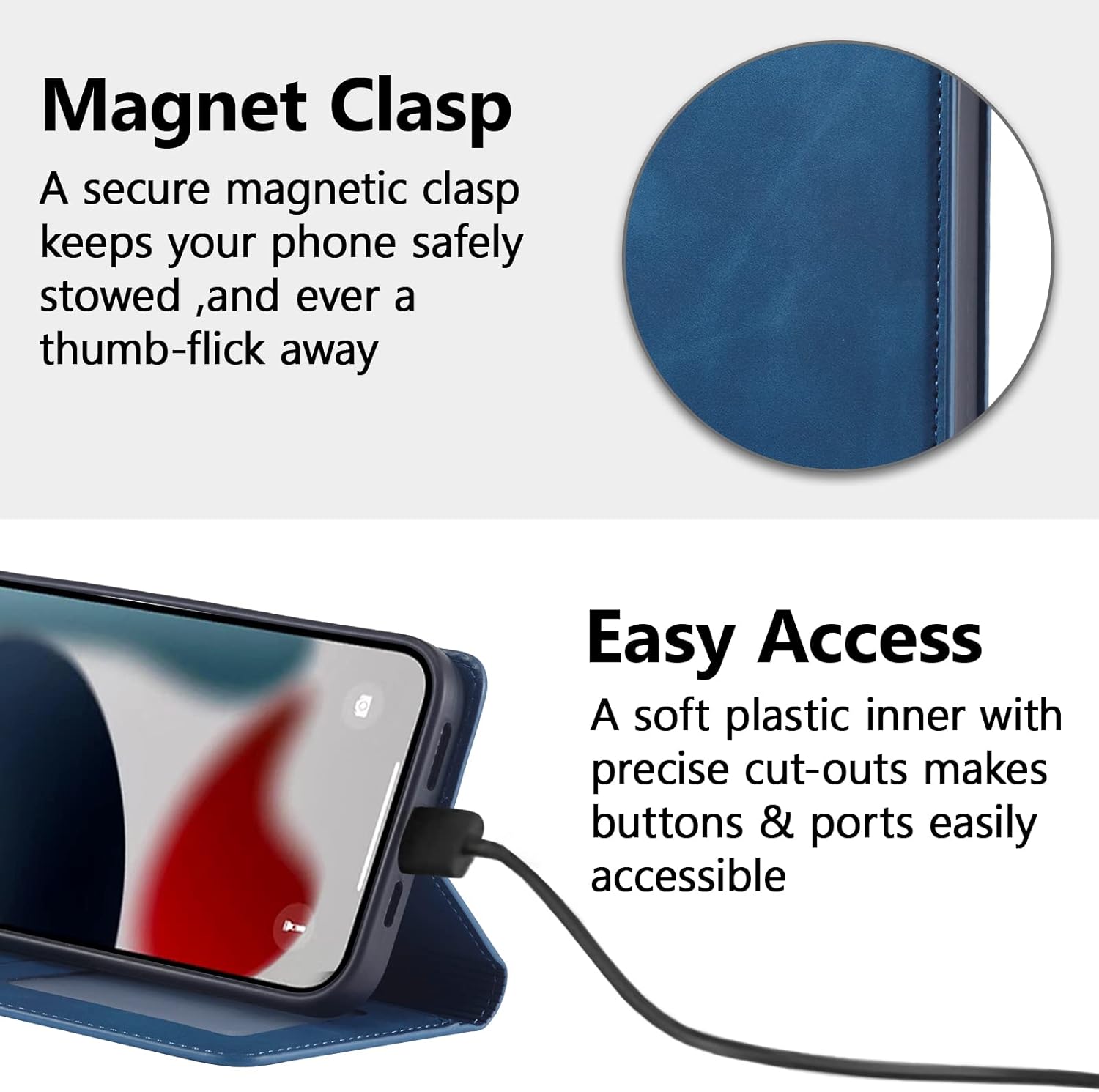 EYZUTAK Funda de cuero PU premium con tapa para Samsung Galaxy A54 5G, cierre magnético, funda protectora con función atril, ranura para tarjeta en