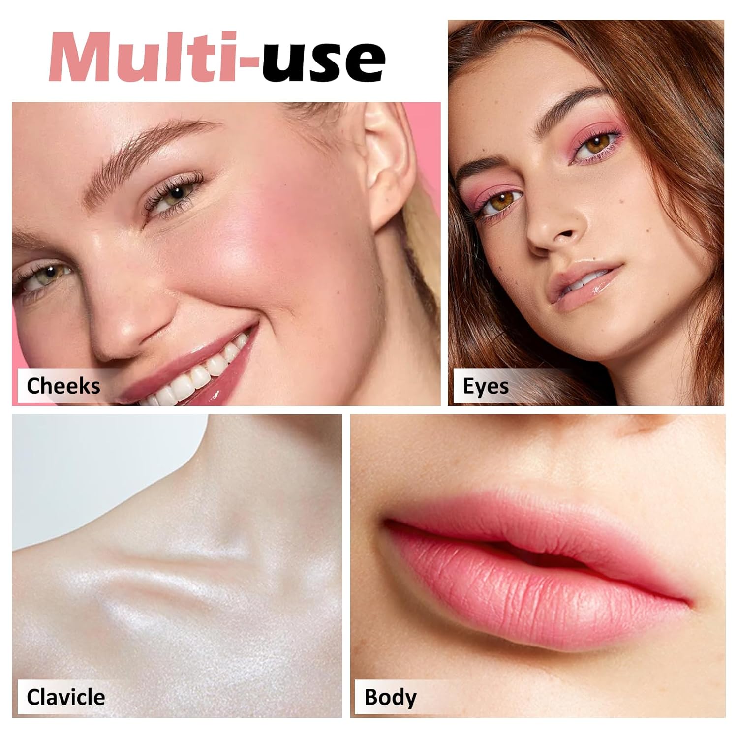Sombra de ojos Blush Highlighter Maquillaje 3 en 1, Multi Stick impermeable, de larga duración, fácil de colorear, brillo luminizador