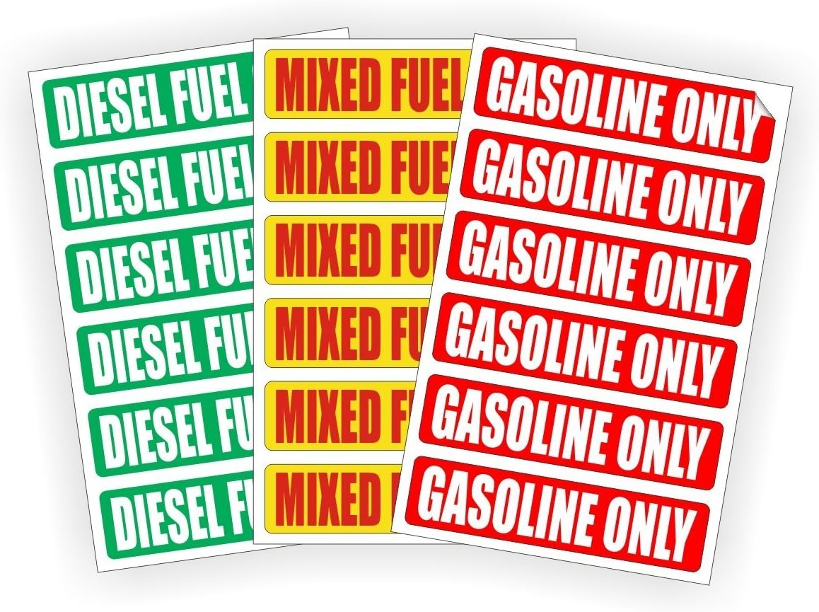 Paquete de 6 calcomanías de combustible diésel solamente, solo combustible mezclado, calcomanías de combustible para automóviles solo de gasolina,