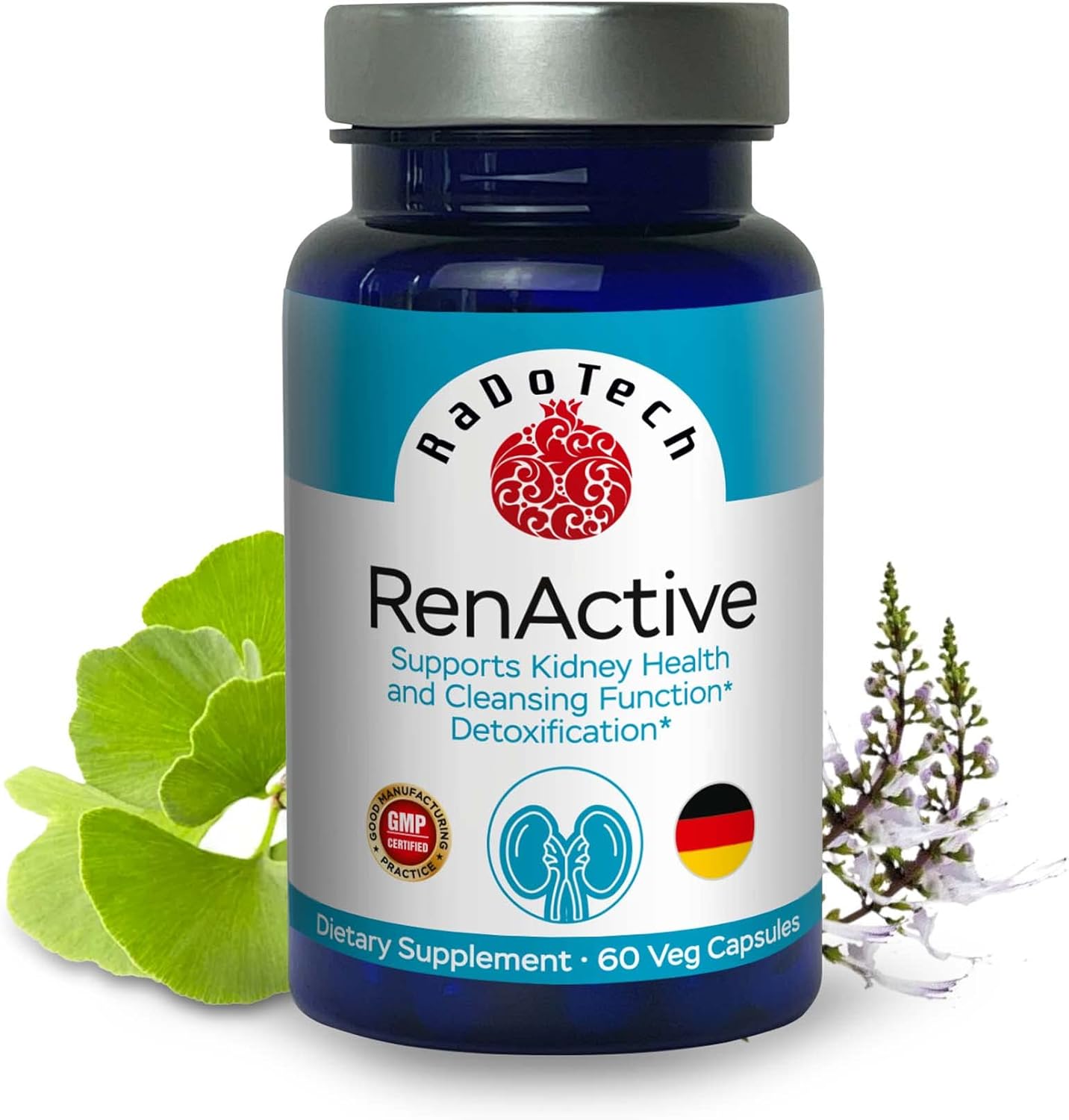 RenActive Renney Detox Cleanse, suplemento de salud renal para limpieza renal totalmente natural, salud intestinal y bienestar general, 60 cápsulas
