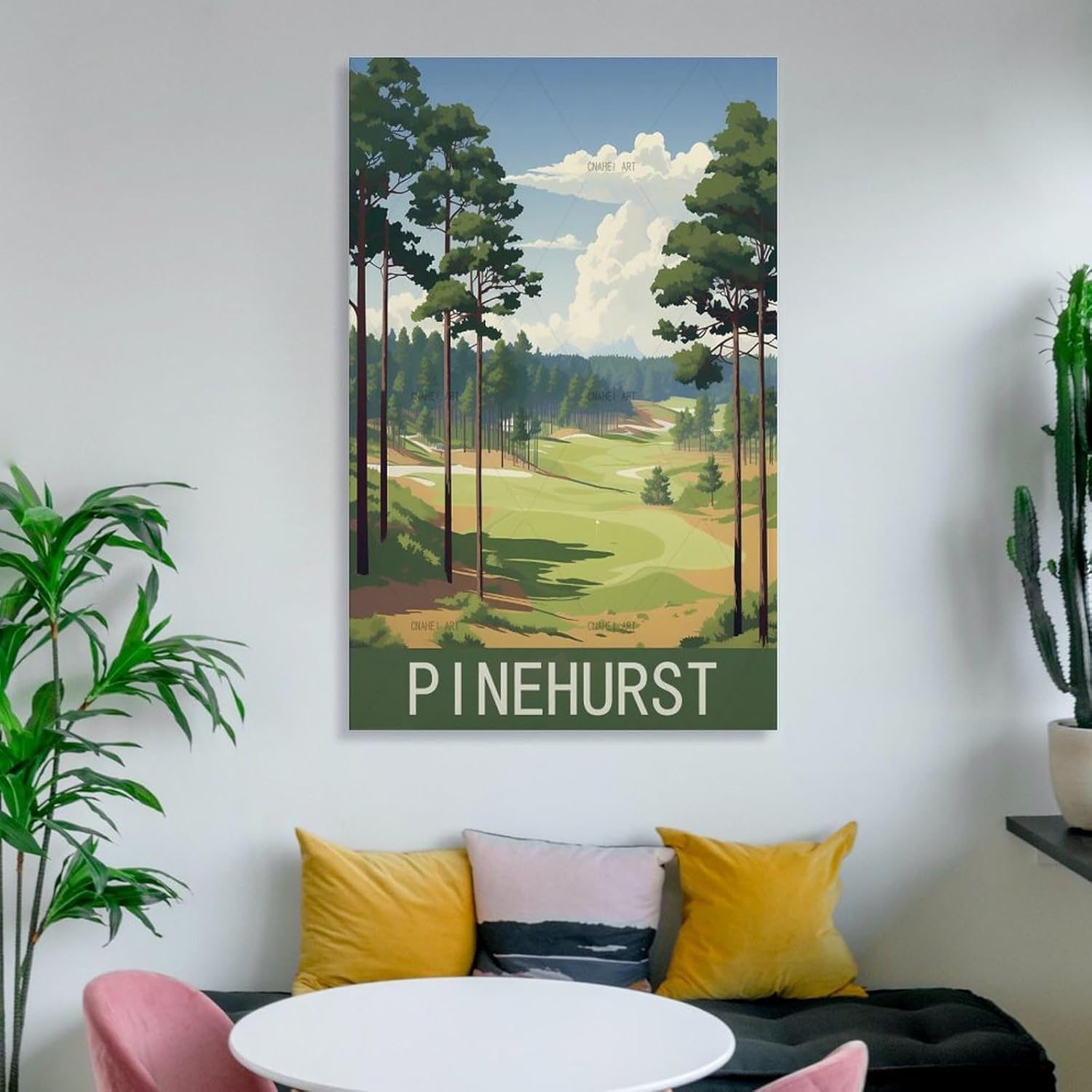 GuYaNa Pinehurst – Póster de viaje vintage de Carolina del Norte, 08 x 12 pulgadas (7.9 x 11.8 in), lienzo para decoración de pared, sala de estar,