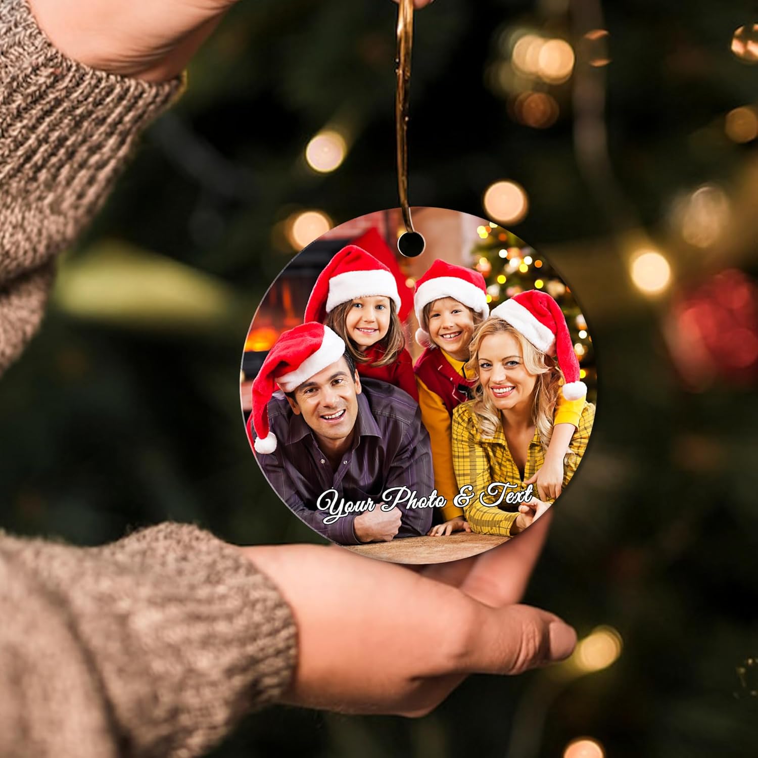 Adornos de Navidad personalizados 2023, adornos de Navidad personalizados con foto y texto, adorno para colgar en el árbol de Navidad, regalos para