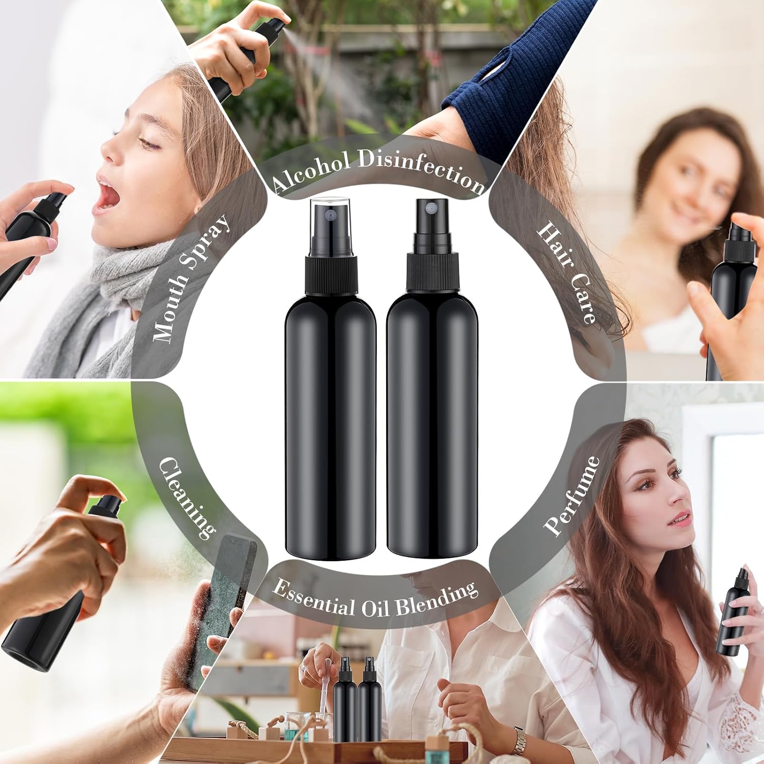 100 botellas de spray a granel de 4 onzas de plástico para aceites esenciales, pulverizador de niebla fina, reutilizable, recargable, contenedores