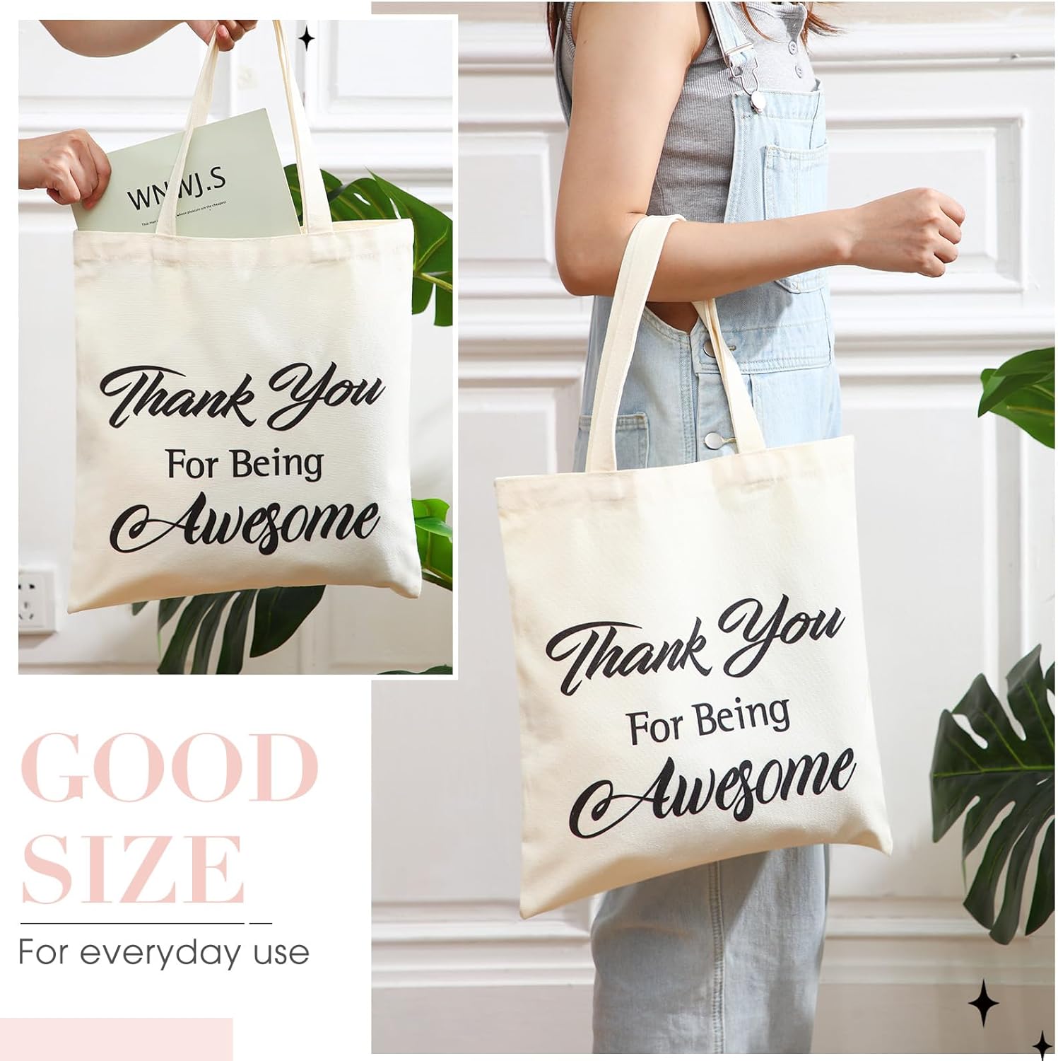 Sweetude 12 piezas de regalos de agradecimiento a los profesores, bolsa de mano inspiradora, bolsa de tela de apreciación a granel, bolsas de lona