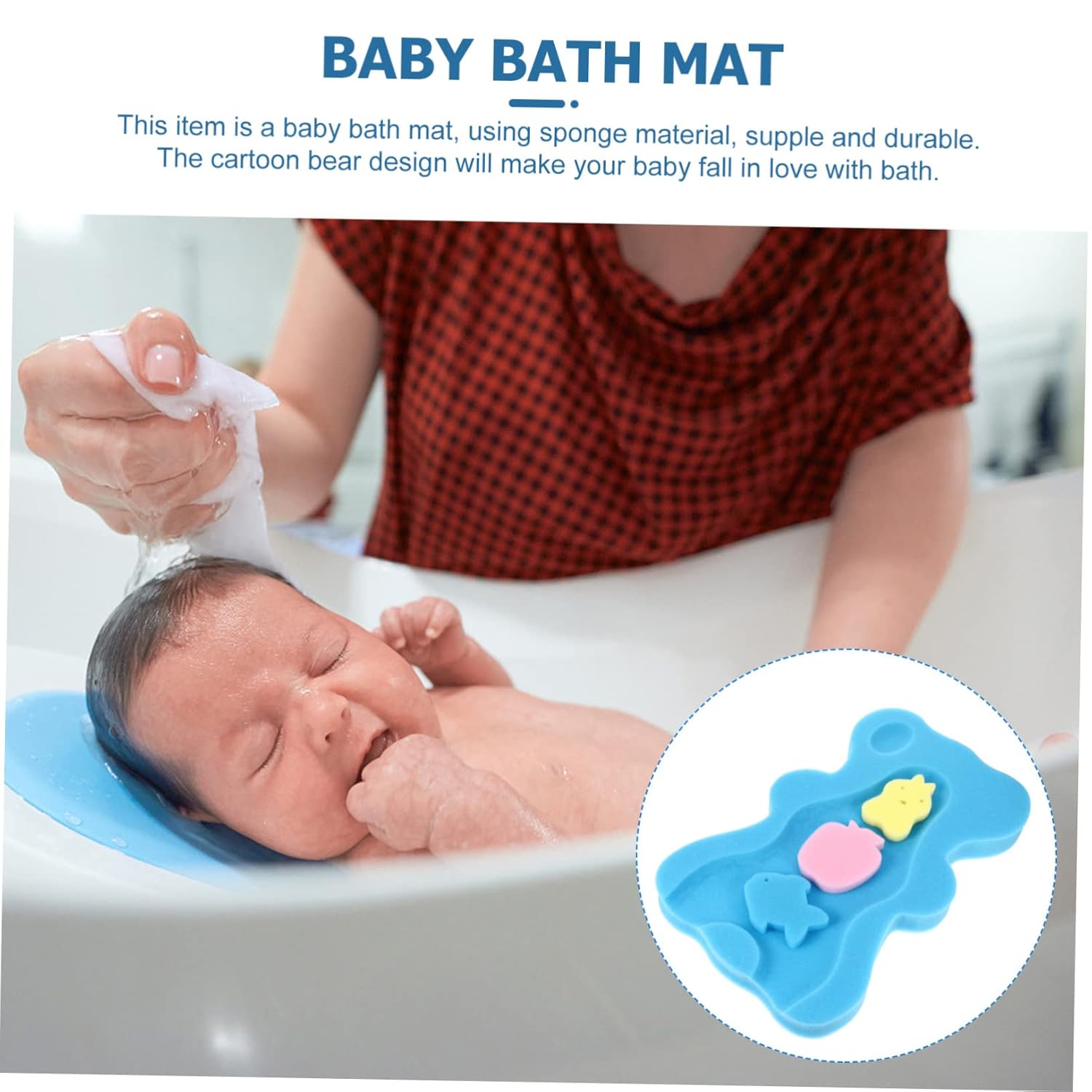 1 Unidades de esponja de baño para bebés recién nacidos bañera suave baño bebé baño cojín de baño para bebé tapete de baño antideslizante para bebé