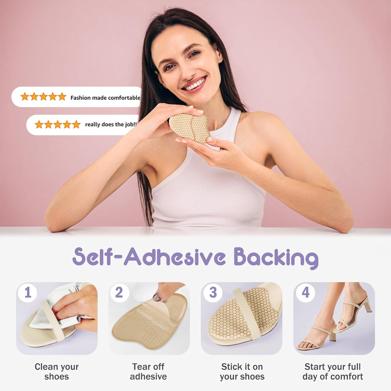 ZAIWOO Metatarsal Pads Women, Ball of Foot Cushions for Women, Heel Inserts for Women, Heel Pads for Shoes, (2 Pairs Foot Pads) High Heel Comfort