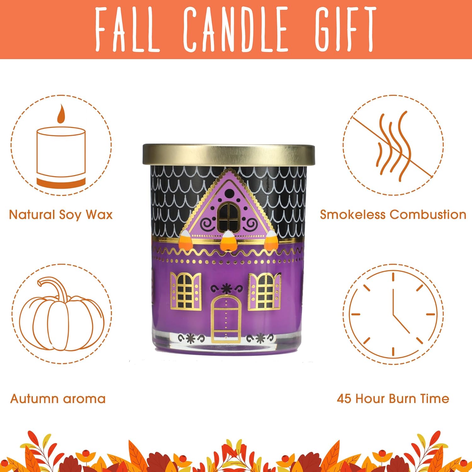 Vela perfumada de Halloween de 10 onzas, tarro de cera de soja, vela prémium para el hogar