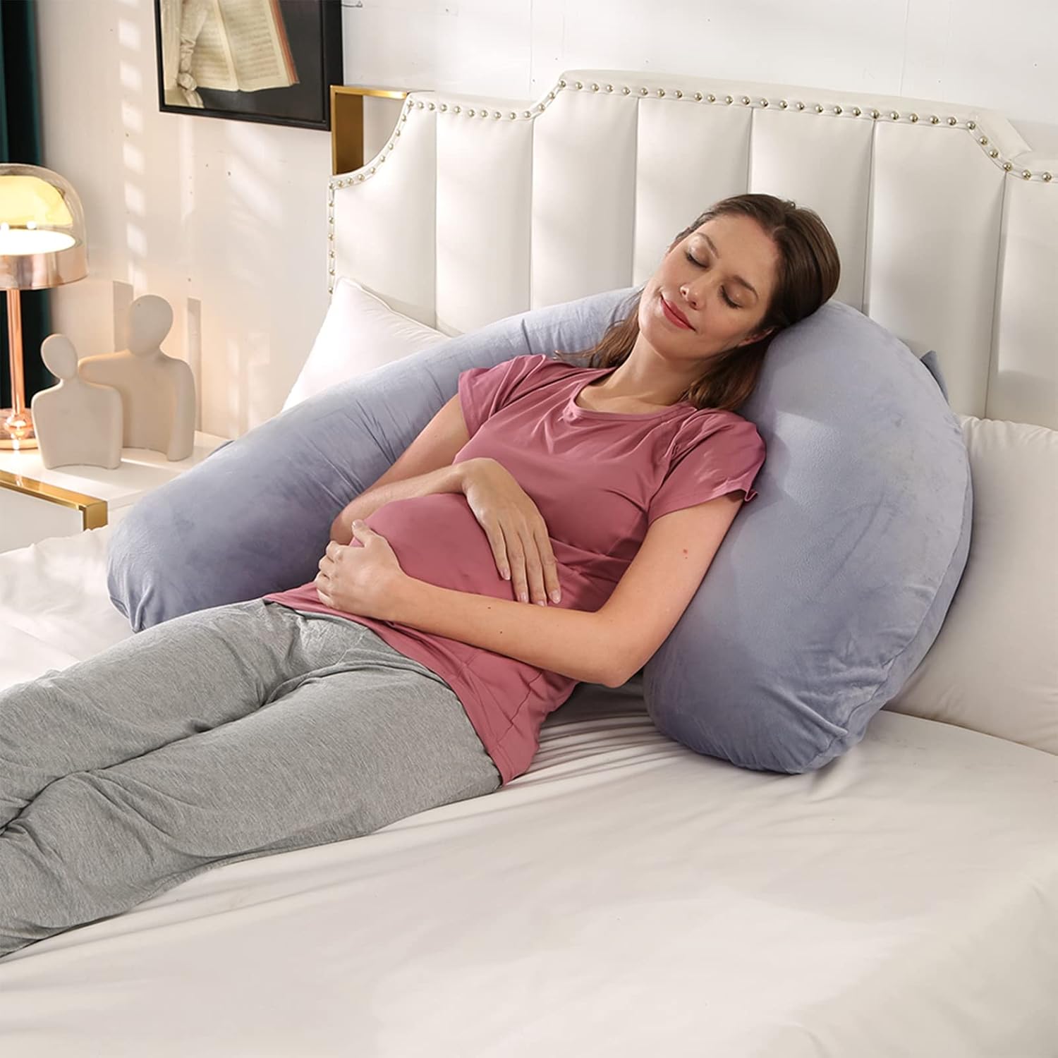 BATTOP Almohada de embarazo de cuerpo completo para dormir, con funda extraíble lavable, soporte para espalda, caderas, piernas, vientre