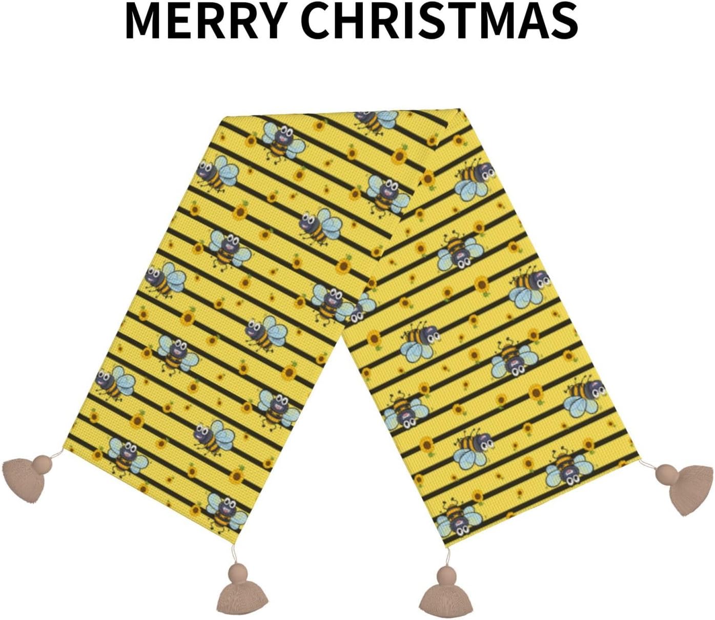 Smiling Bees Christmas Table Runner Dining Table Decor Christmas Decorations Indoor Home Decor Christmas Table Runners Xmas Navidad Decoracion 2023