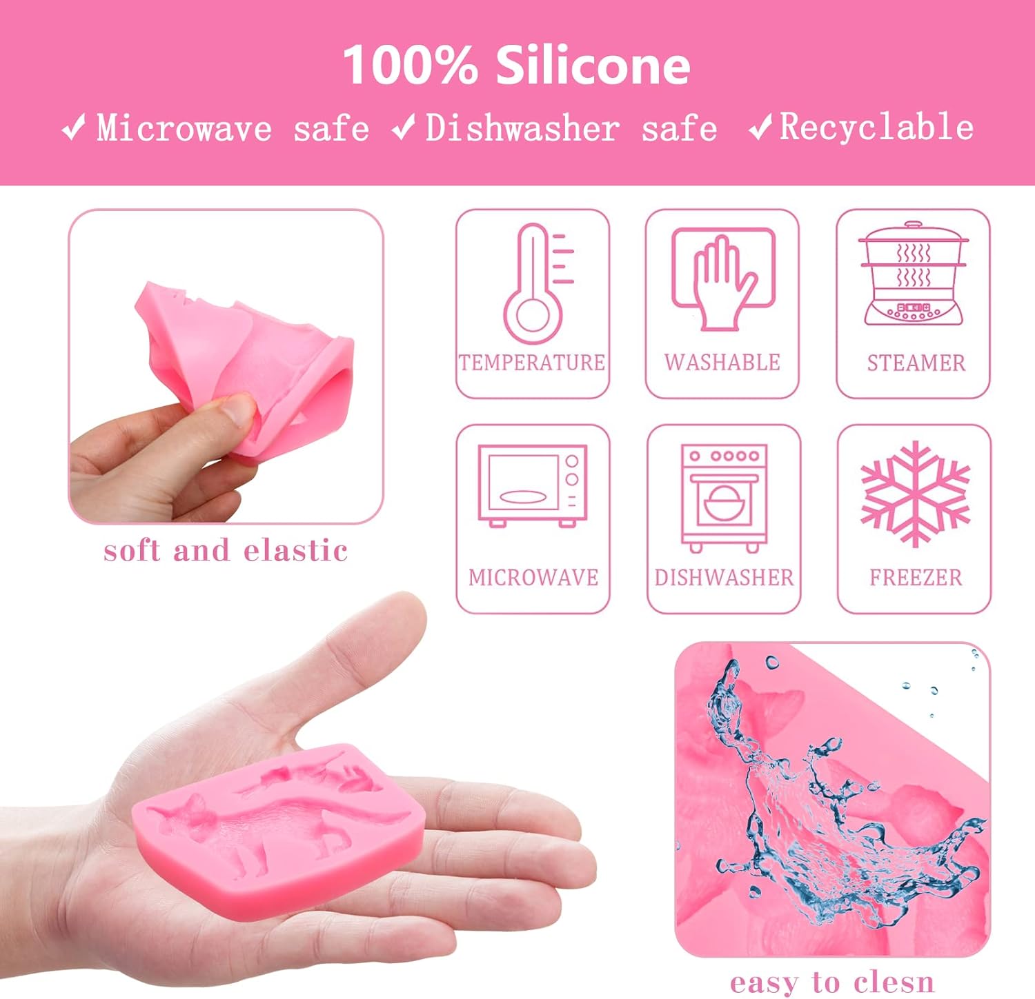 Molde de silicona para fondant de conejo de zorro, molde de chocolate de ciervos sika, alce de bosque, castor de mapache, moldes para hornear