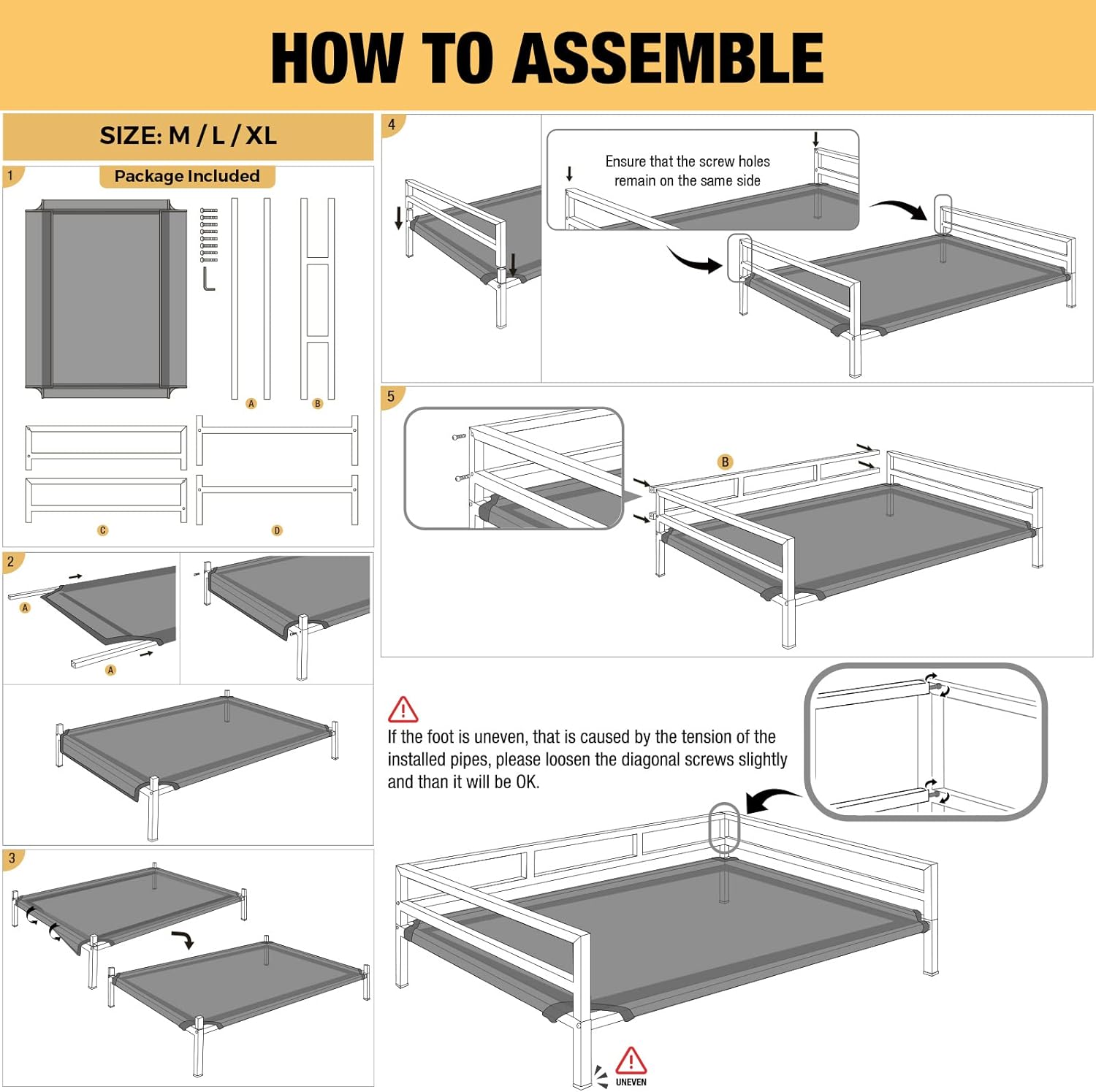 Veehoo Cama elevada de metal para perros, catre elevado para mascotas con malla de textileno lavable a prueba de mordidas, patas antideslizantes y