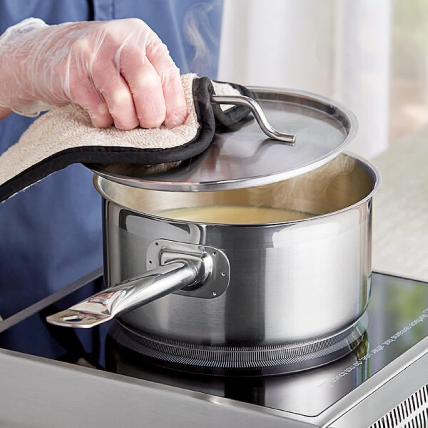-Cacerola de 3-12 cuartos con tapa de acero inoxidable – Juego de sartenes multiusos para uso en el hogar, cocina o restaurante, salsa de cocina,
