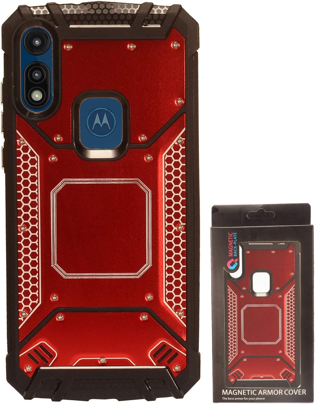 CELZEN – Para Motorola Moto E (2020) XT2052 – Funda de aluminio de metal para teléfono – ZY1 Rojo
