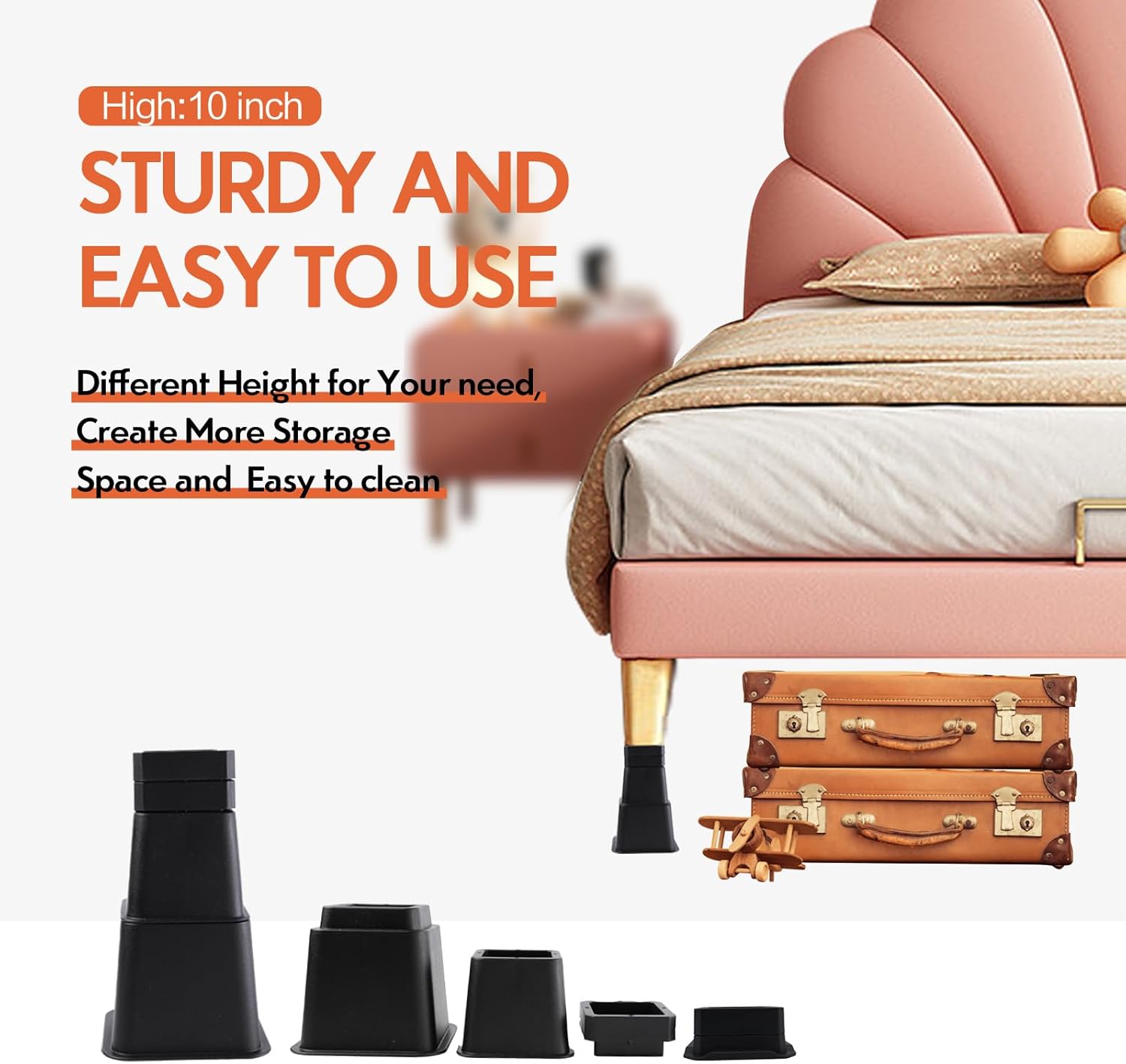 Elevadores de cama, elevadores de muebles de gran tamaño, 12345678910 pulgadas, bloques de elevación ajustables para cama, sofá, escritorio, sofá,
