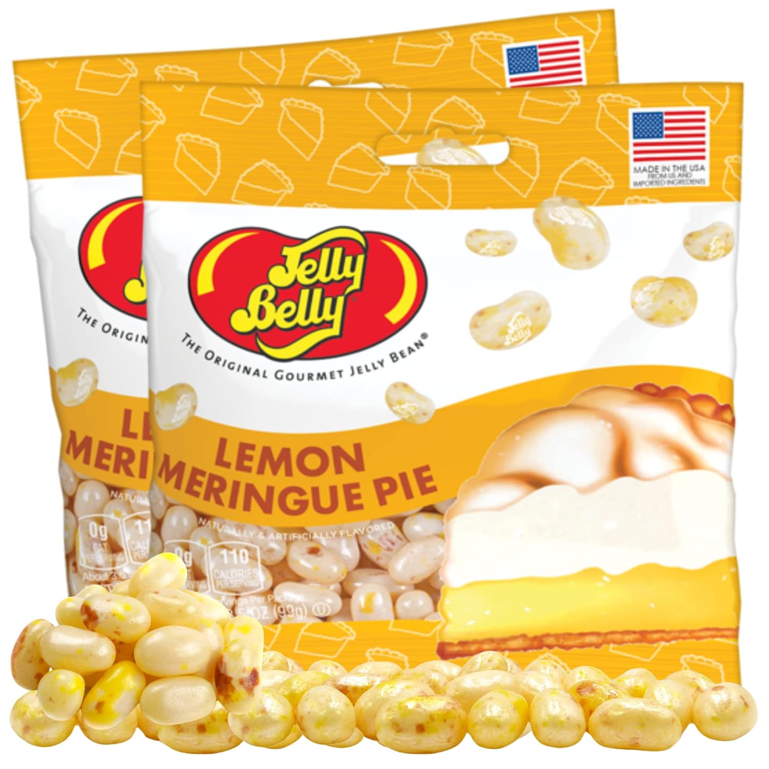 Jelly Bean Lemon Merengue Pie, aperitivo de frijoles con sabor a postre, surtido de golosinas gourmet para compartir para llevar, paquete de 2,