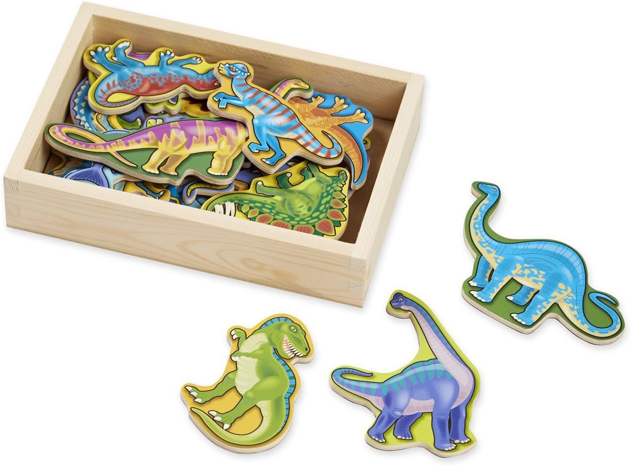 Melissa & Doug Dinosaur juego de imanes de madera + 1 paquete de minibloc para rascar (#00476)
