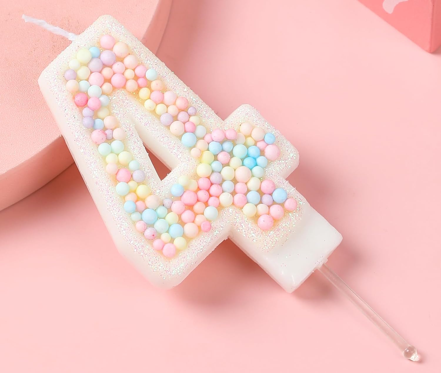 Vela de cumpleaños de 4 velas con purpurina de macarrón para cumpleaños, niña, mujer, dulce tema de cuatro años, cumpleaños, boda, aniversario,