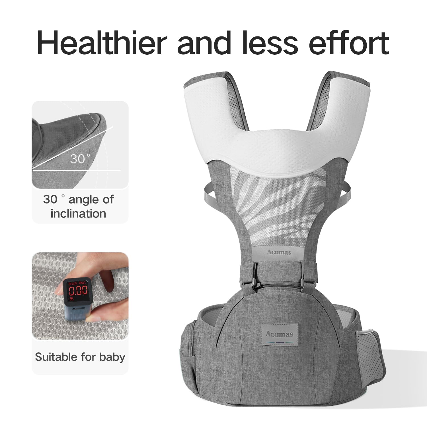 Portabebés para recién nacidos a niños pequeños, portabebés con asiento de cadera, (posición ergonómica M) para bebés de 3 a 36 meses, formas de