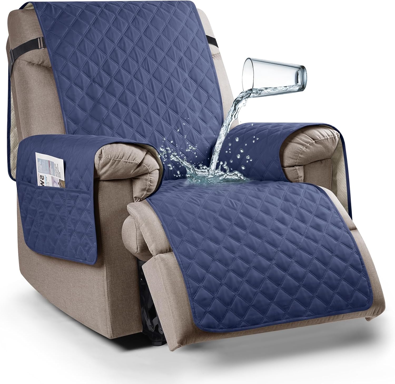 Funda para silla reclinable 100% impermeable, antideslizante, funda de asiento para silla reclinable, lavable, con correas elásticas para niños,
