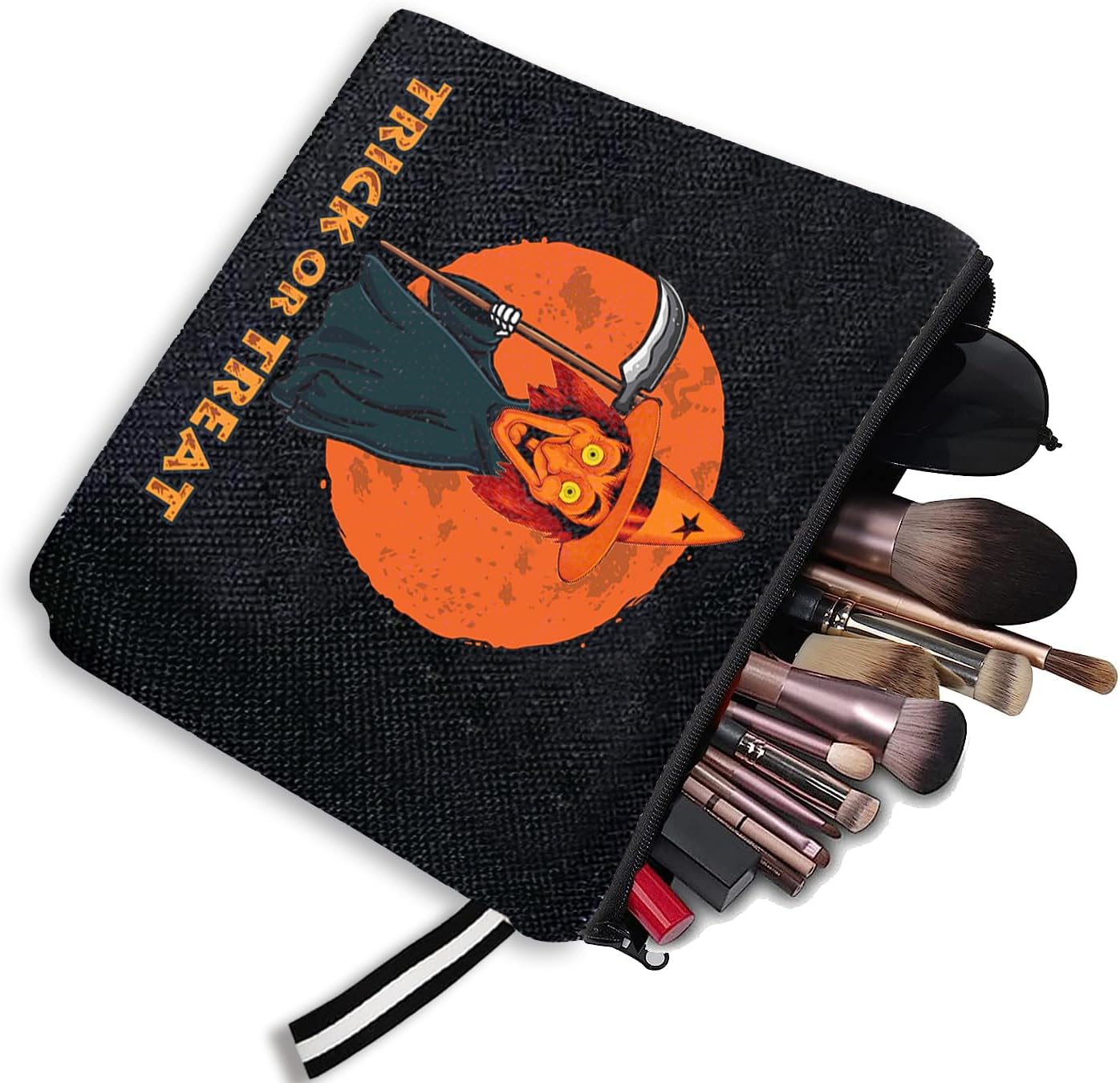 TTBDKKDM Bolsa de cosméticos de Halloween, bolsas de maquillaje para mujer, bolsa de maquillaje de Halloween con cremallera, estuche de belleza,