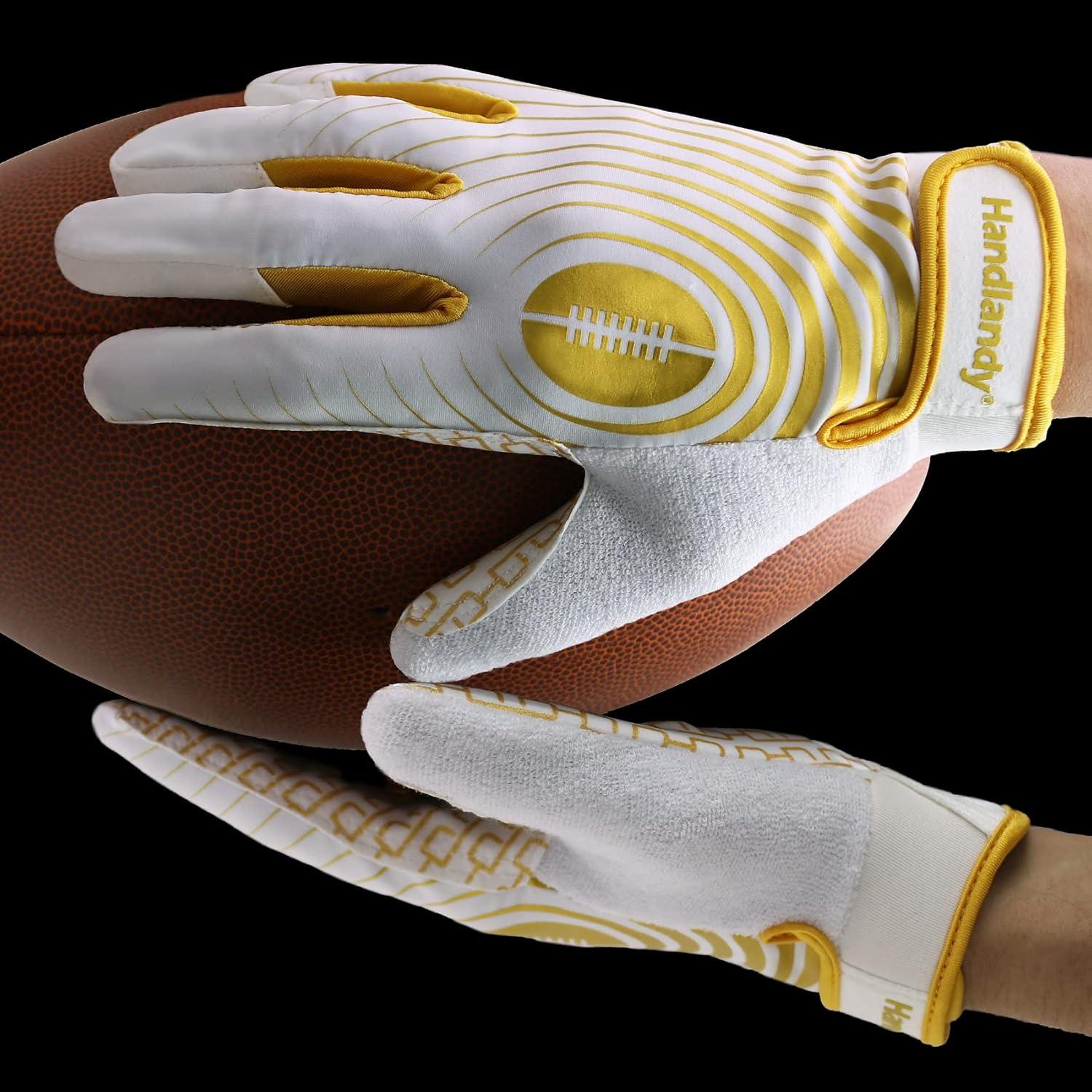 HANDLANDY Guantes de fútbol juvenil, guantes de receptor ancho pegajosos para niños y adultos, guantes de fútbol rosados elásticos