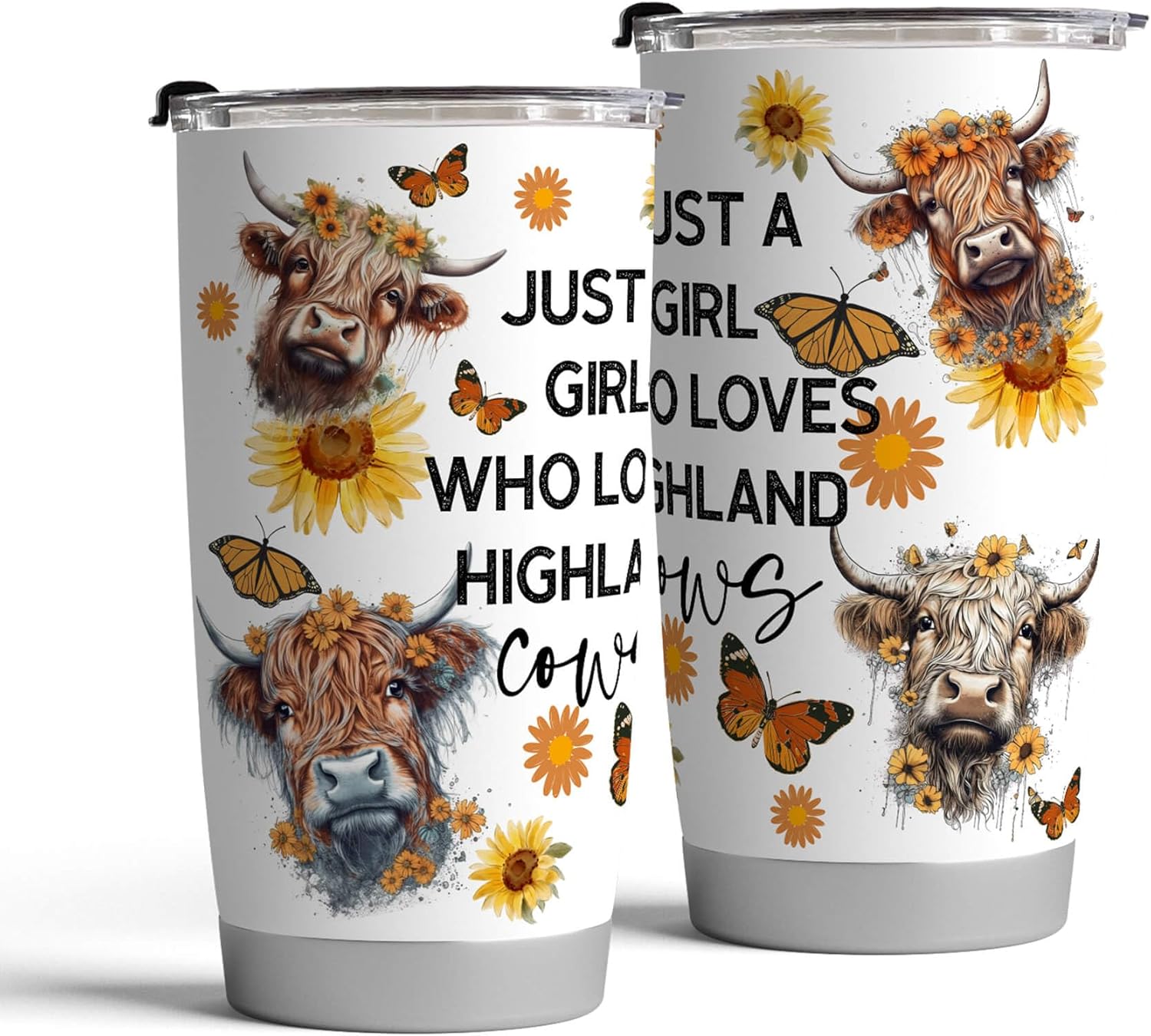 Vaso de vaca de 20 onzas, taza de acero inoxidable, regalos de vaca de las tierras altas, regalos de vaca para mujeres, regalos temáticos de vaca,