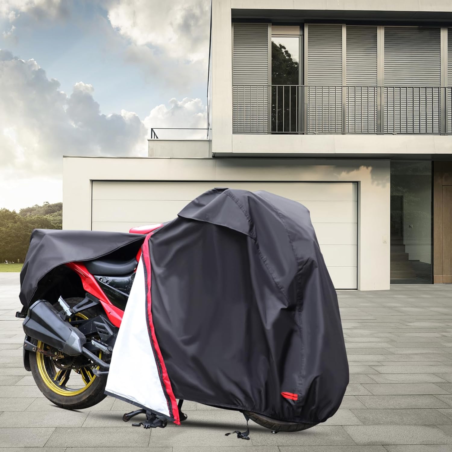 Funda para motocicleta, impermeable, con cremallera, para todas las estaciones, resistente al viento, alta resistencia al calor, al polvo y a la