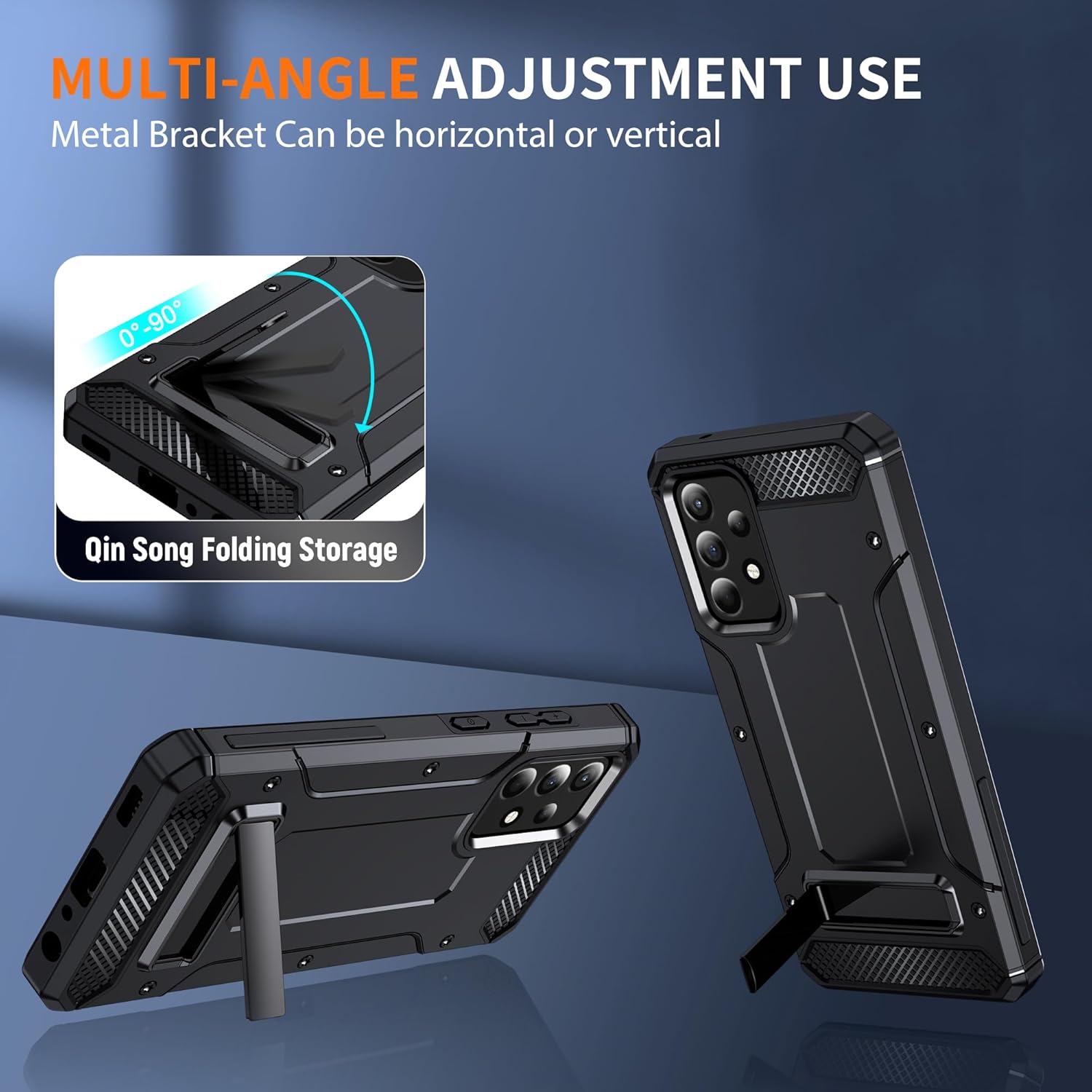 Asuwish Funda de teléfono para Samsung Galaxy A52A52S 5G con protector de pantalla de vidrio templado y soporte delgado y resistente de grado