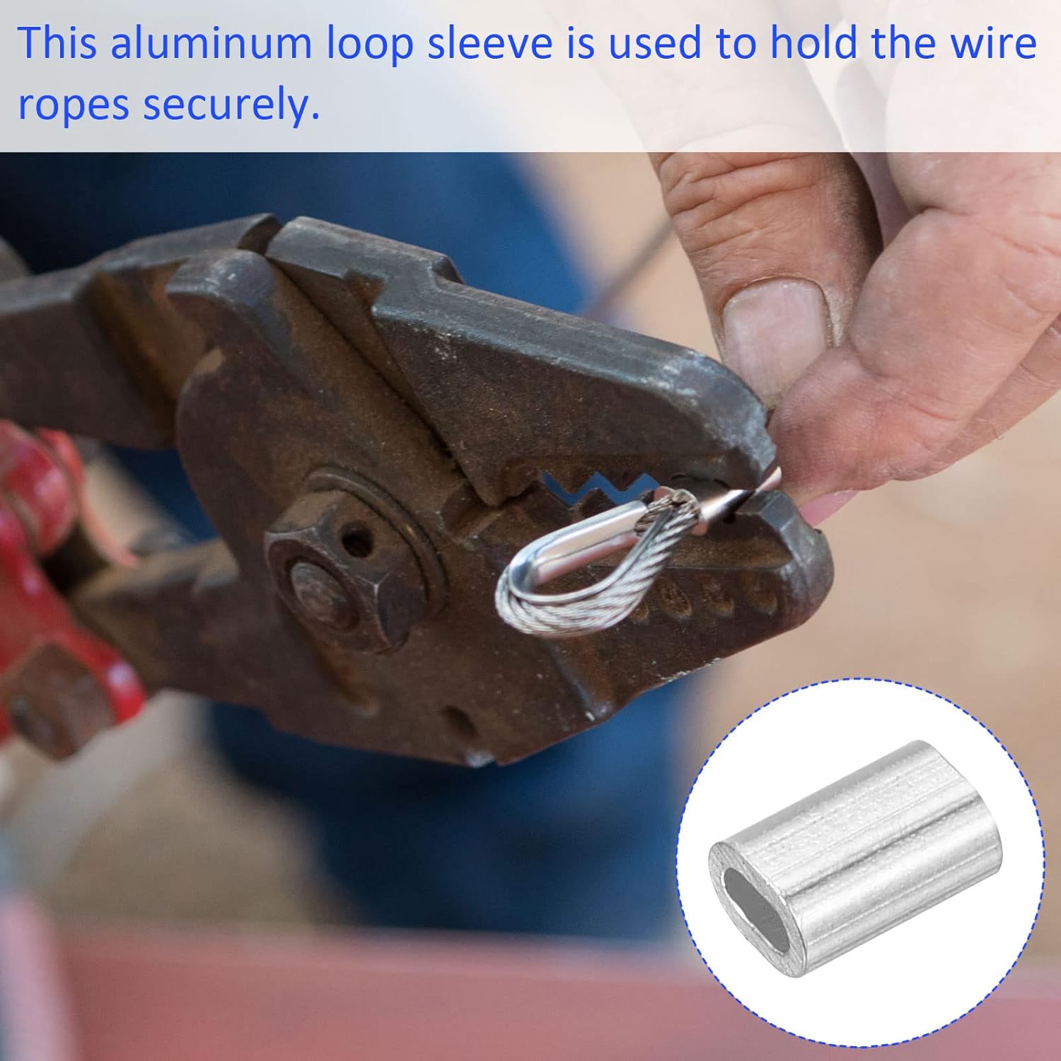 Paquete de 100 fundas ovaladas de aluminio para crimpado, cuerda de alambre de 0.031 in, para valla de jardín (0.197 in)
