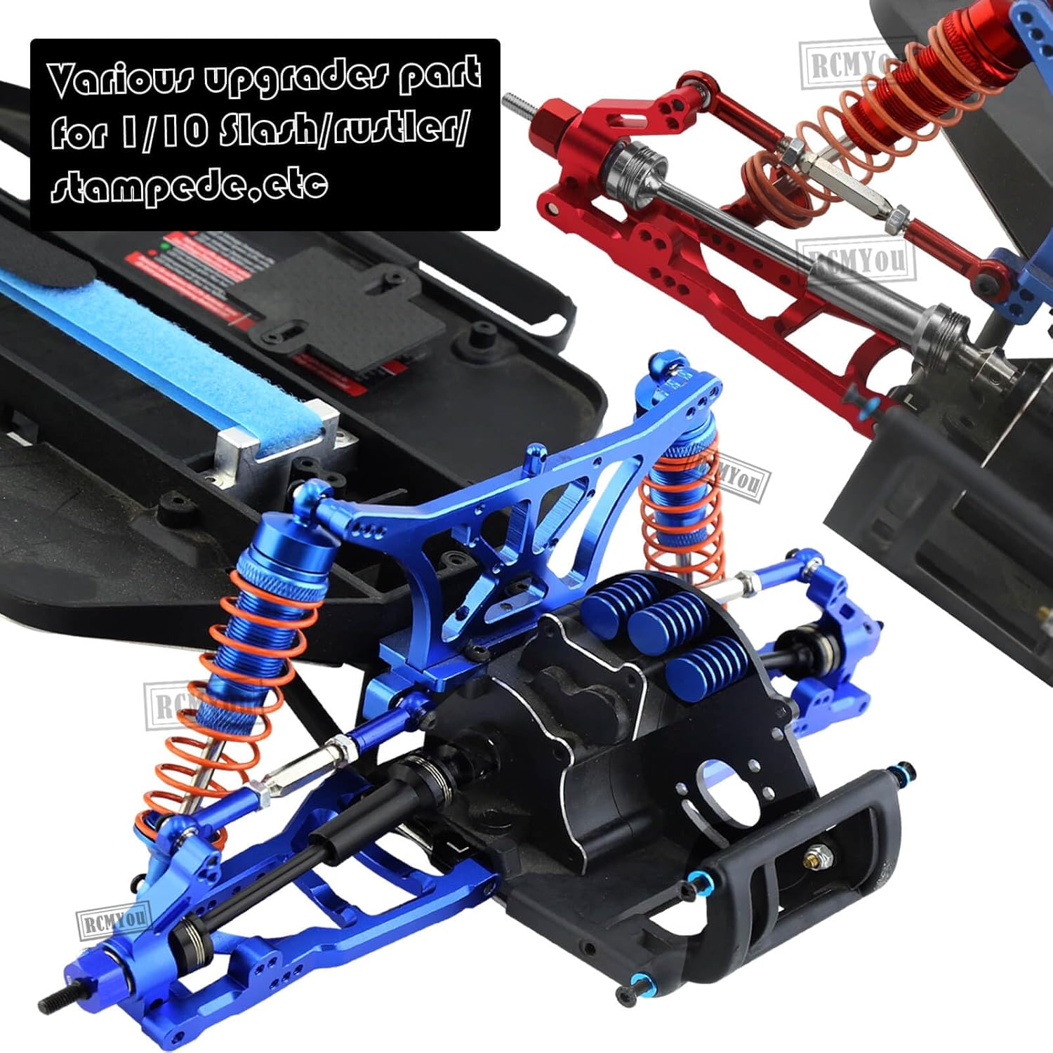 RC Upgrades Part para 110 Slash 2WD, eje de transmisión CVD, brazo de suspensión trasero delantero de aleación, bloque de rueda, bloques de