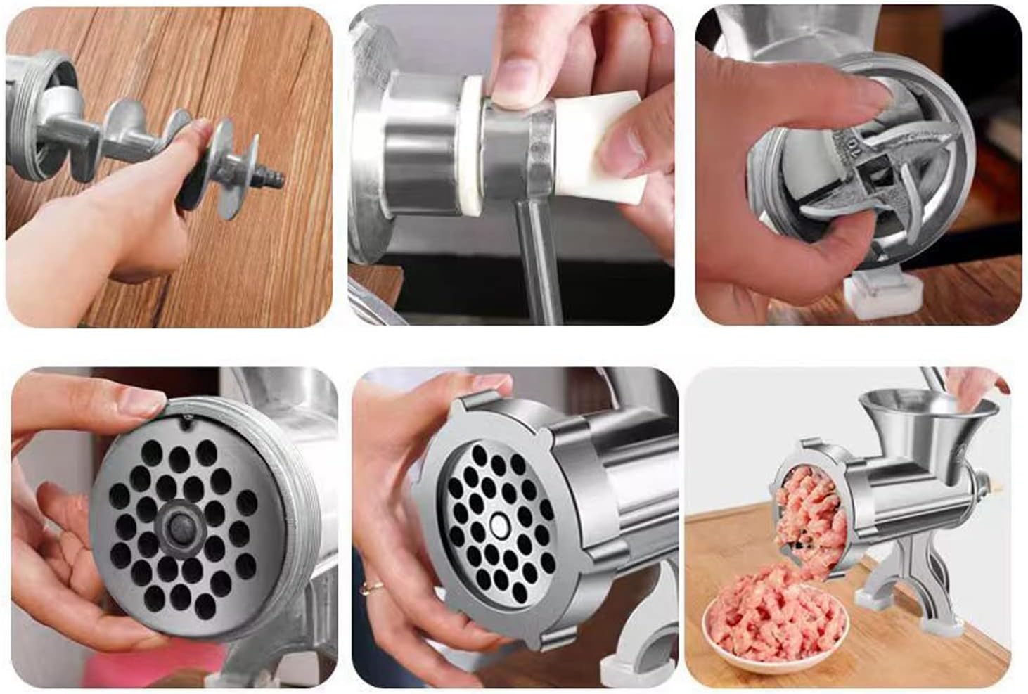 Picadora manual de carne, máquina de picar carne de aleación de aluminio, procesador de alimentos multifuncional, picadora para uso doméstico