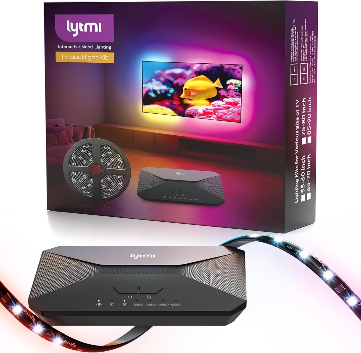 Lytmi Fantasy 3 Kit de retroiluminación de TV HDMI 2.1 con caja de sincronización retroiluminación Wi-Fi para 86  120 pulgadas 8K 60Hz TV luces de