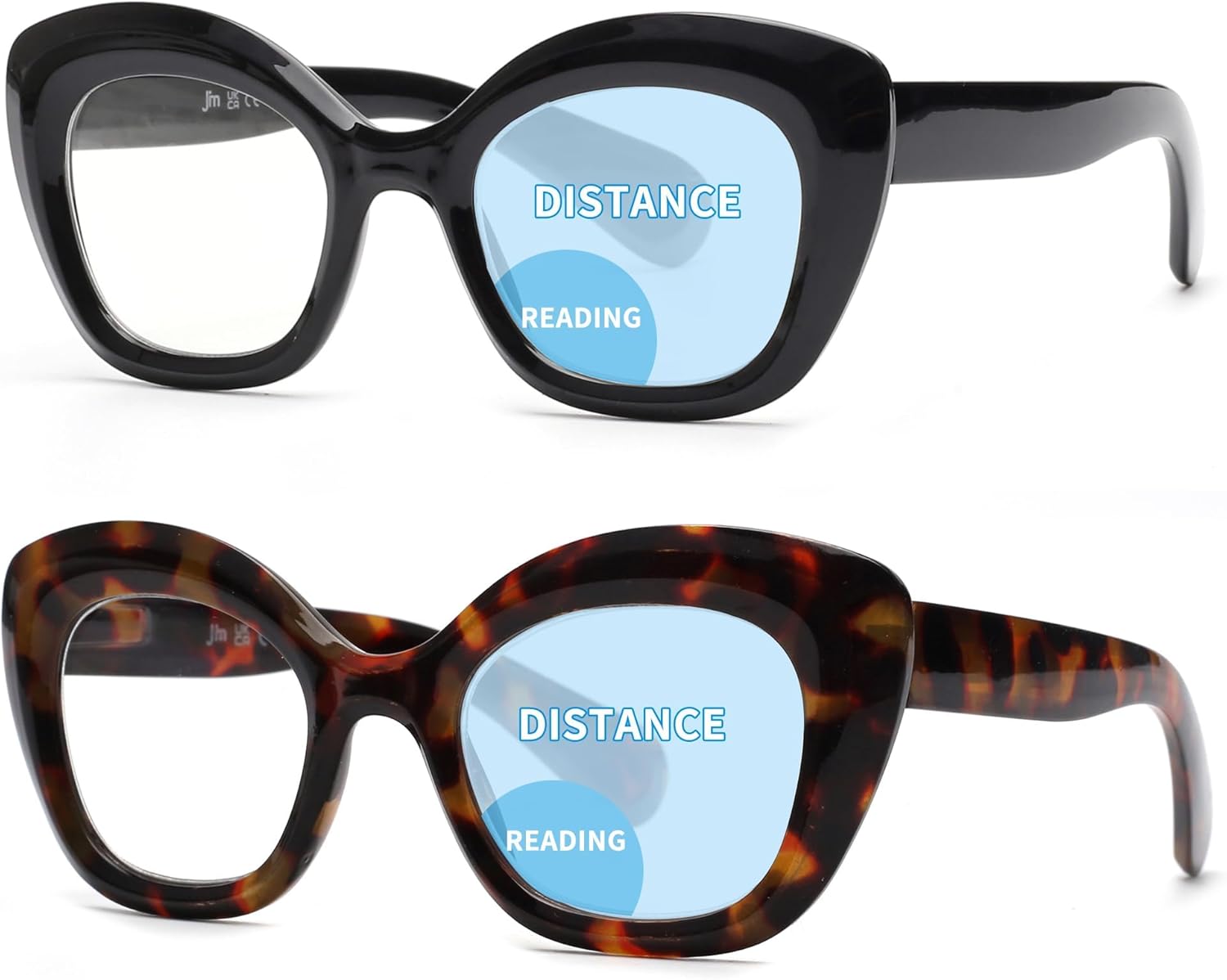 JM Paquete de 3 lentes de lectura Cateye con bloqueo de luz azul, lector de computadora para mujeres y hombres