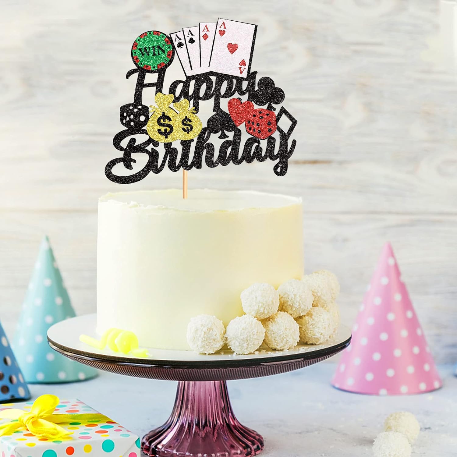 1 paquete de decoración de pastel de casino dados fichas de póquer de feliz cumpleaños decoración de pastel de juego de cartas tema para decoración