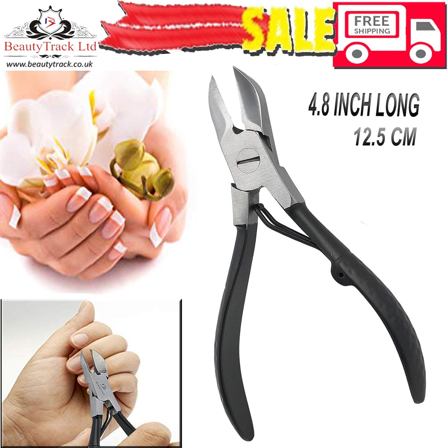 Cortaúñas de alta resistencia, color negro, con borde curvado, para manos y pies, para manicura, pedicura, herramientas para podólogos, instrumentos