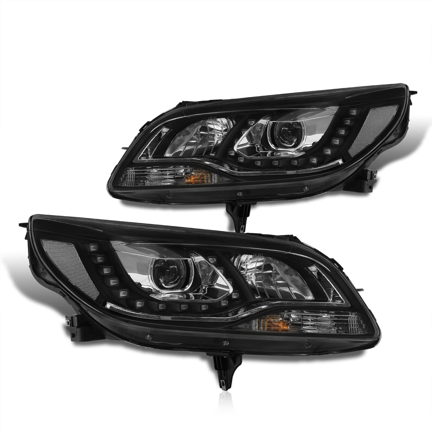 AJP Distributors Carcasa negra transparente reflector LED DRL Bar Halo proyector faros parachoques señal lámparas conjunto compatiblereemplazo para