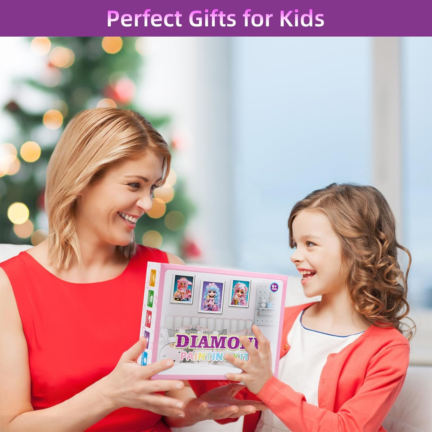PracticeJQDEN Kits de pintura de diamantes 5D, arte de gemas para niños, kits de pintura por números con marco, kits de manualidades y puntos para