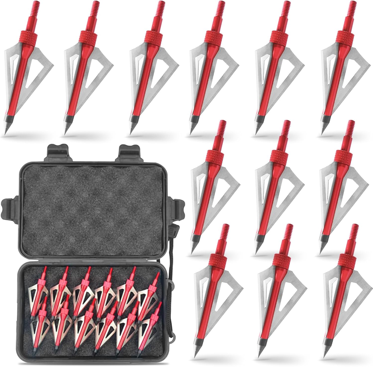Puntas anchas de tiro con arco, 100 granos atornillados con flecha, 3 cuchillas, cabezas de caza, puntas de flecha compatibles con ballesta y arco