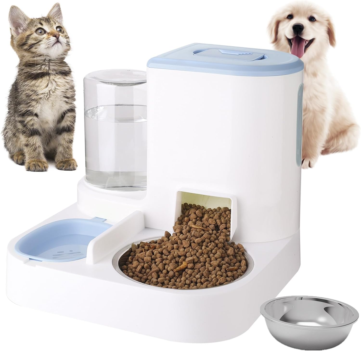 Auto Gravity – Juego de comedero y bebedero de alimentos para mascotas, dispensador automático de alimentos y dispensador de agua 2 en 1 para