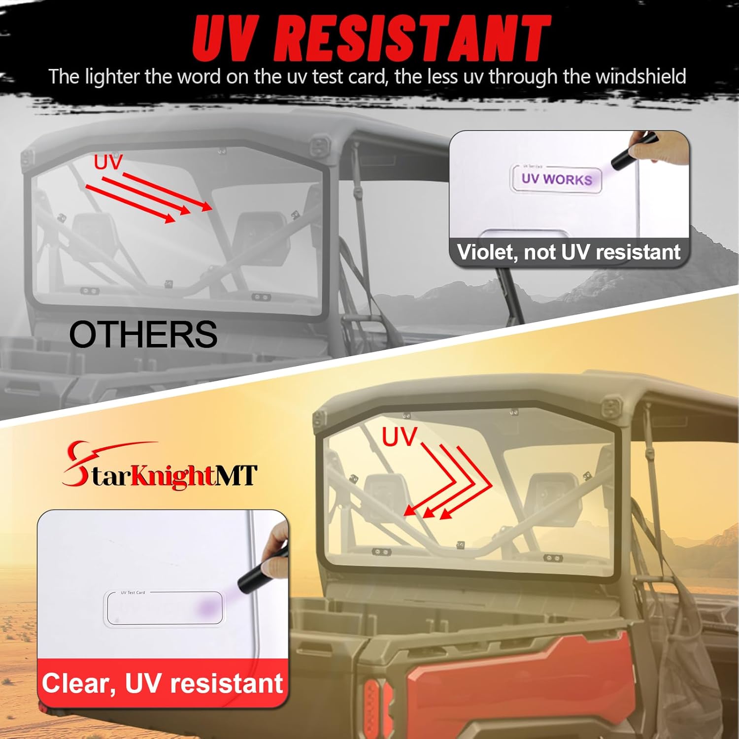 StarknightMT – Parabrisas trasero resistente a los arañazos  Ventana trasera StarknightMT a prueba de rayos UV compatible con Can-Am Defender