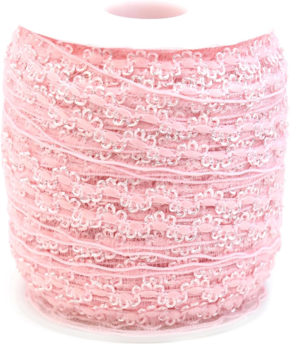 20 yardas de organza con doble volantes color rosa, ribete de encaje elástico, banda de encaje elástica, ropa y ropa para bricolaje, adorno de