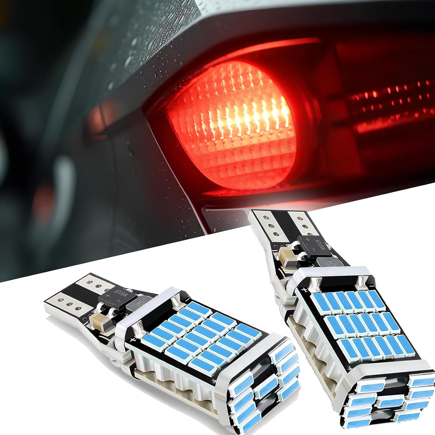4 luces de freno T15 para automóvil, 4014-45smd DC 12V 360 de alto brillo, luz de marcha atrás, repuesto de señal de giro, LED Canbus continuo