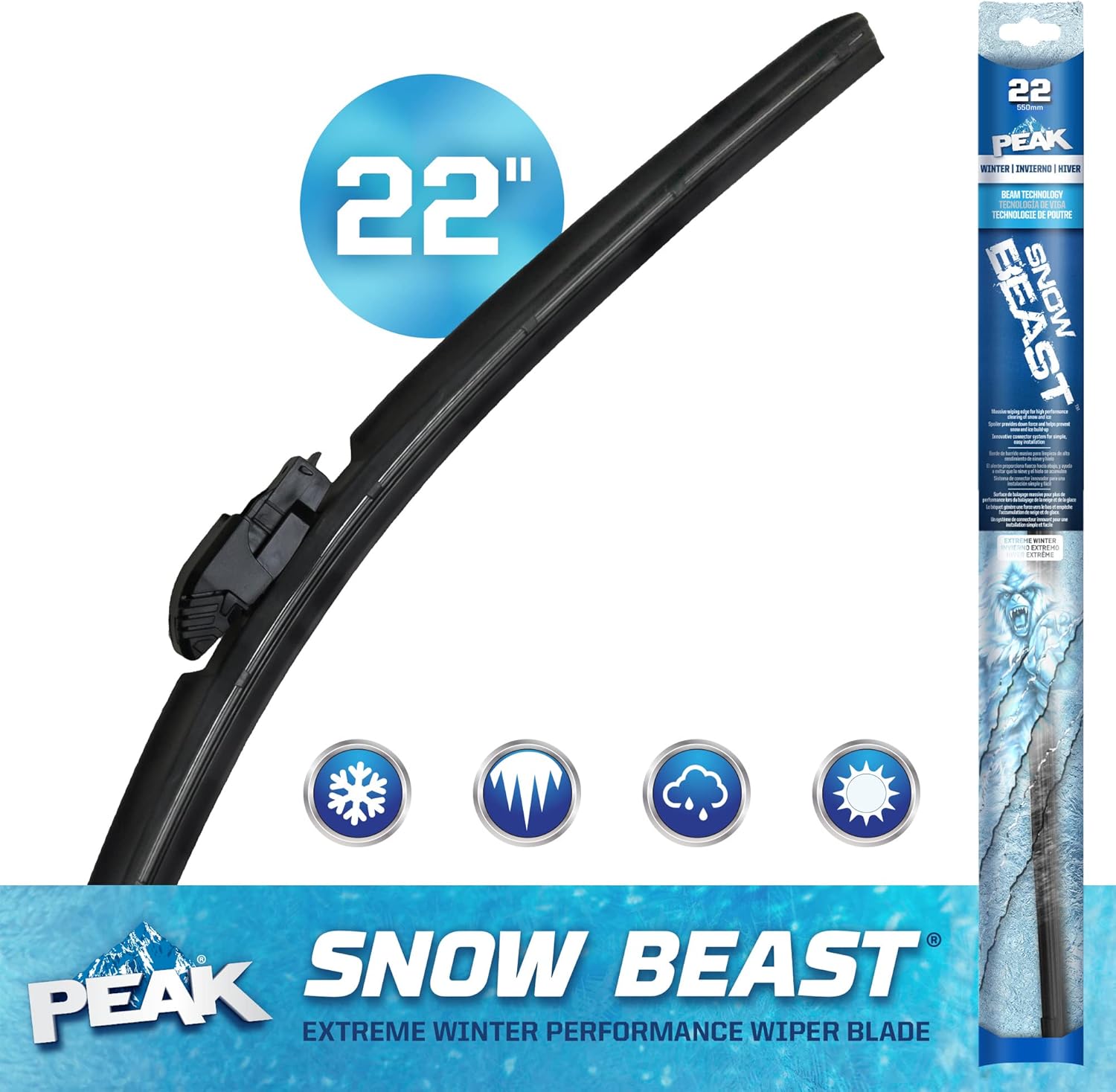 PEAK Snow Beast – Limpiaparabrisas de invierno, 22 pulgadas