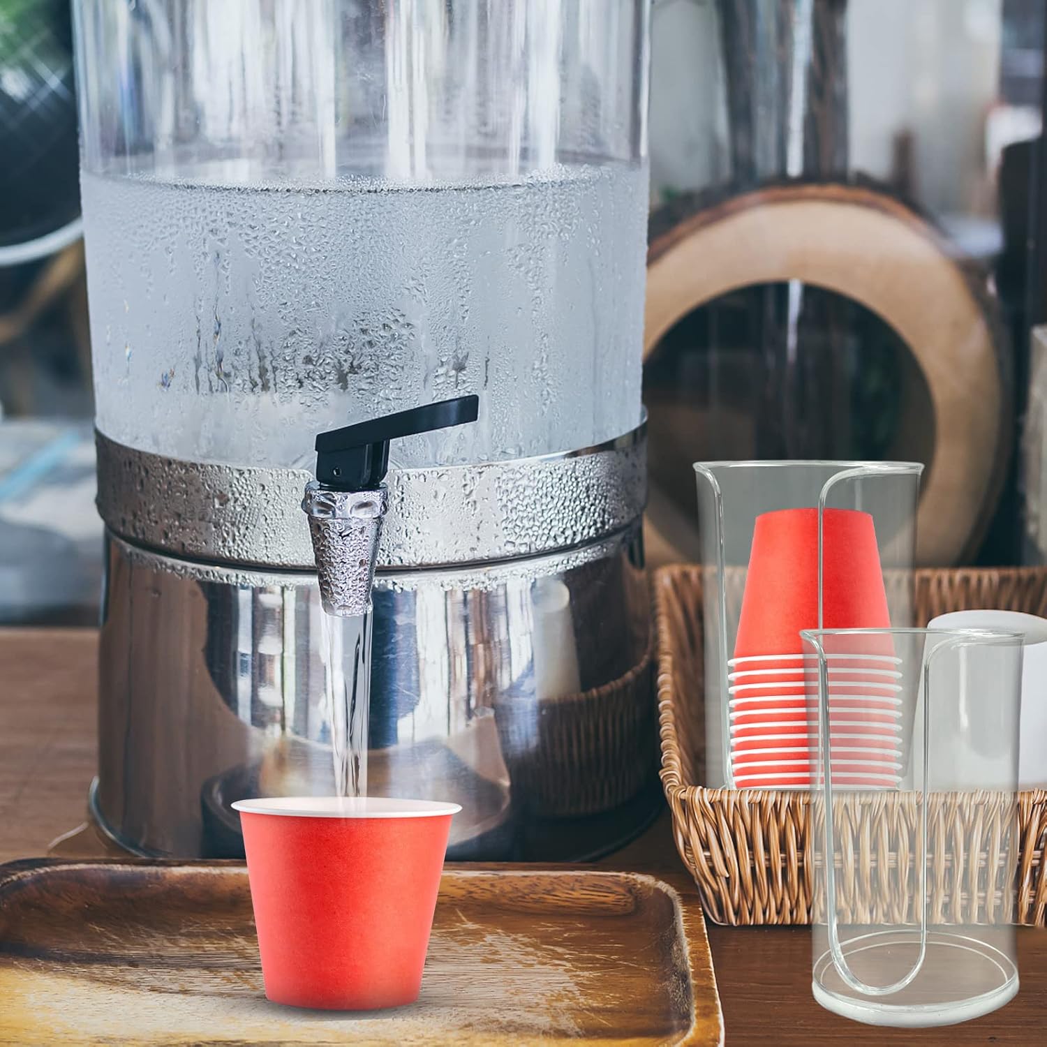 Paquete de 2 dispensadores de vasos de papel desechables para baño, dispensador de plástico compacto pequeño para tazas de plástico para encimeras
