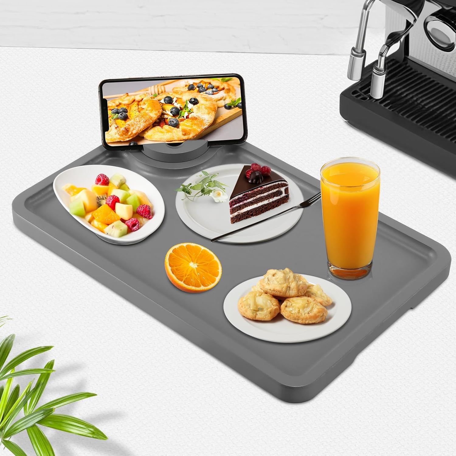 Bandeja de bambú para servir, soporte giratorio de 360, bandeja de mesa de café para comer y almacenar el trabajo, decoración para la encimera de la