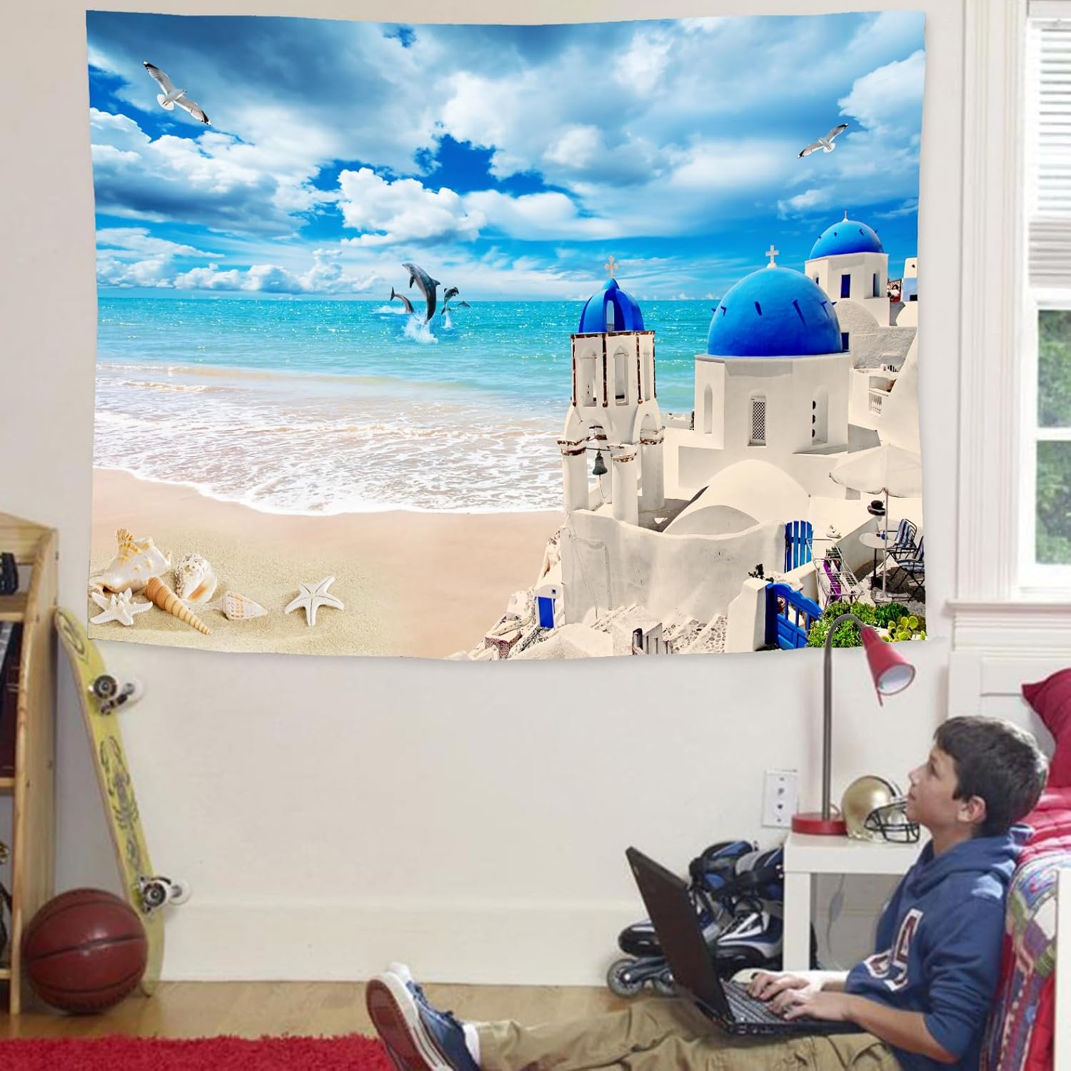 Tapiz para dormitorio y lavandería, decoración estética, tapices para decoración de ducha, baño, impresión 3D al aire libre, jardín, tela suave,