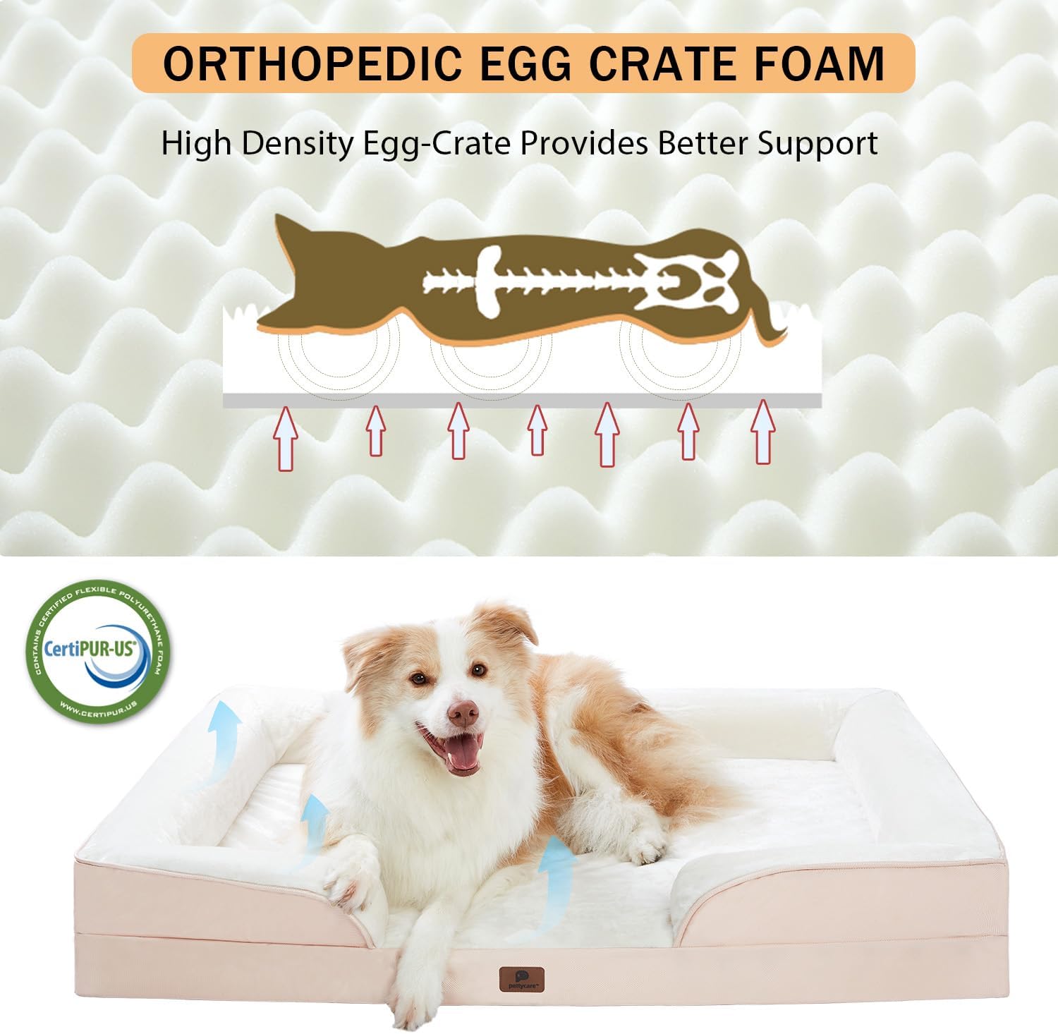 Cama ortopédica para perros grandes, sofá de espuma para perros con funda impermeable extraíble lavable, parte inferior antideslizante, soporte