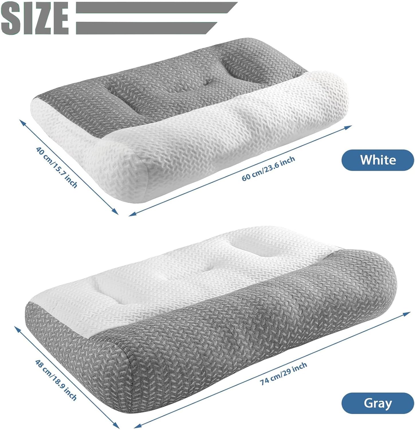 Almohada súper ergonómica, almohada ortopédica cervical ajustable con contorno cervical, almohada de cuello con memoria para dormir, almohada de
