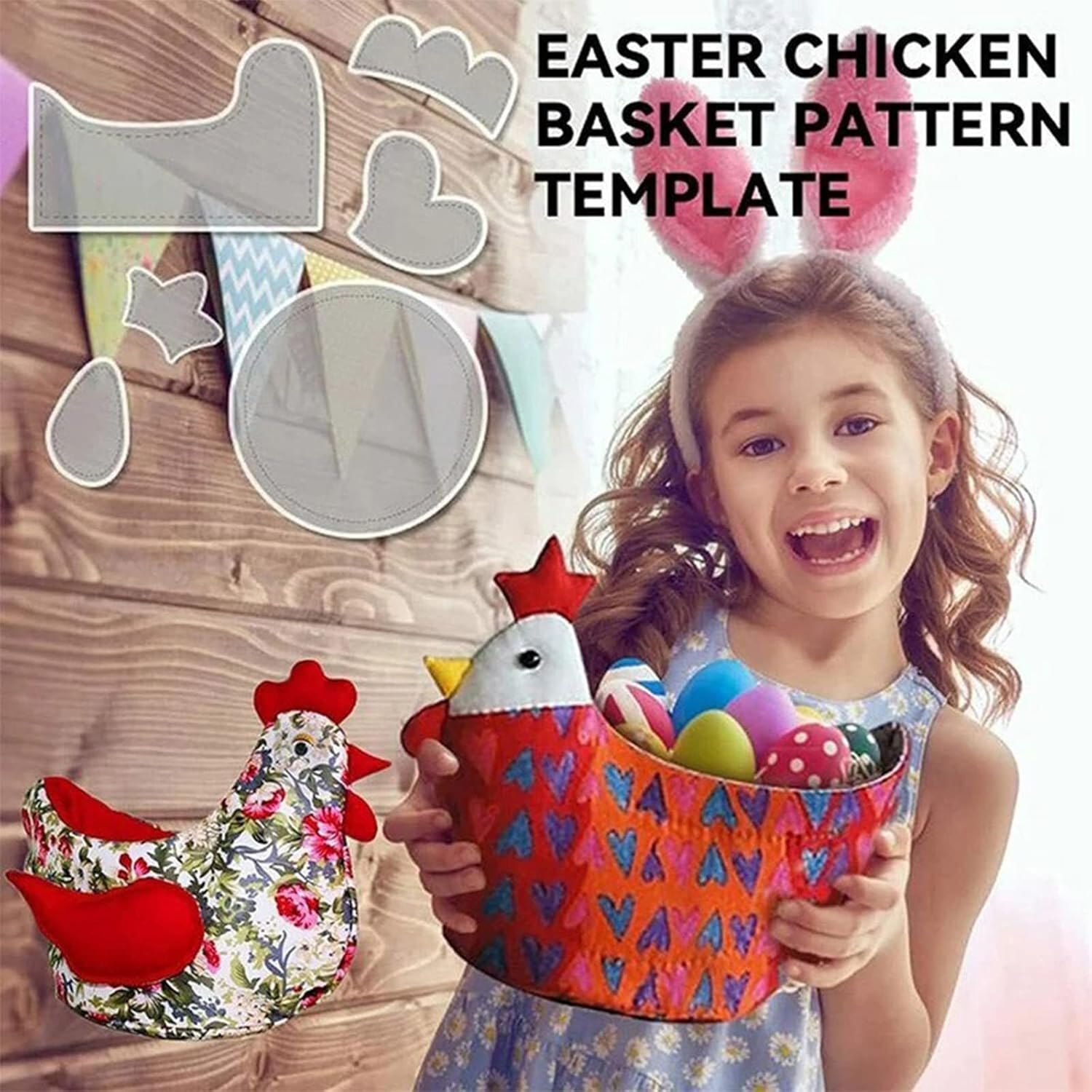 Plantilla de patrón acogedor para tazón de pollo, 6 plantillas de cesta de huevos de Pascua para coser, regla de costura de cesta de pollo,
