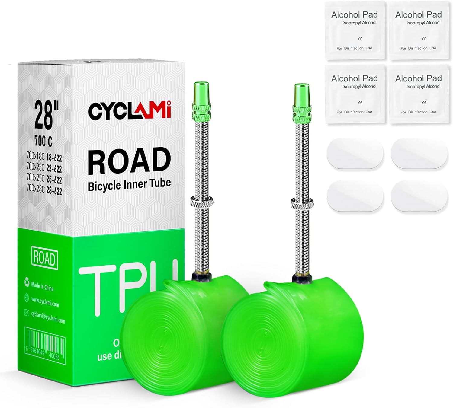 Paquete de 2 tubos interiores de TPU CYCLAMI 700C x 18-28C con válvulas Presta de metal de 1.772 in2.362 in3.150 in (incluye 4 piezas de kit de
